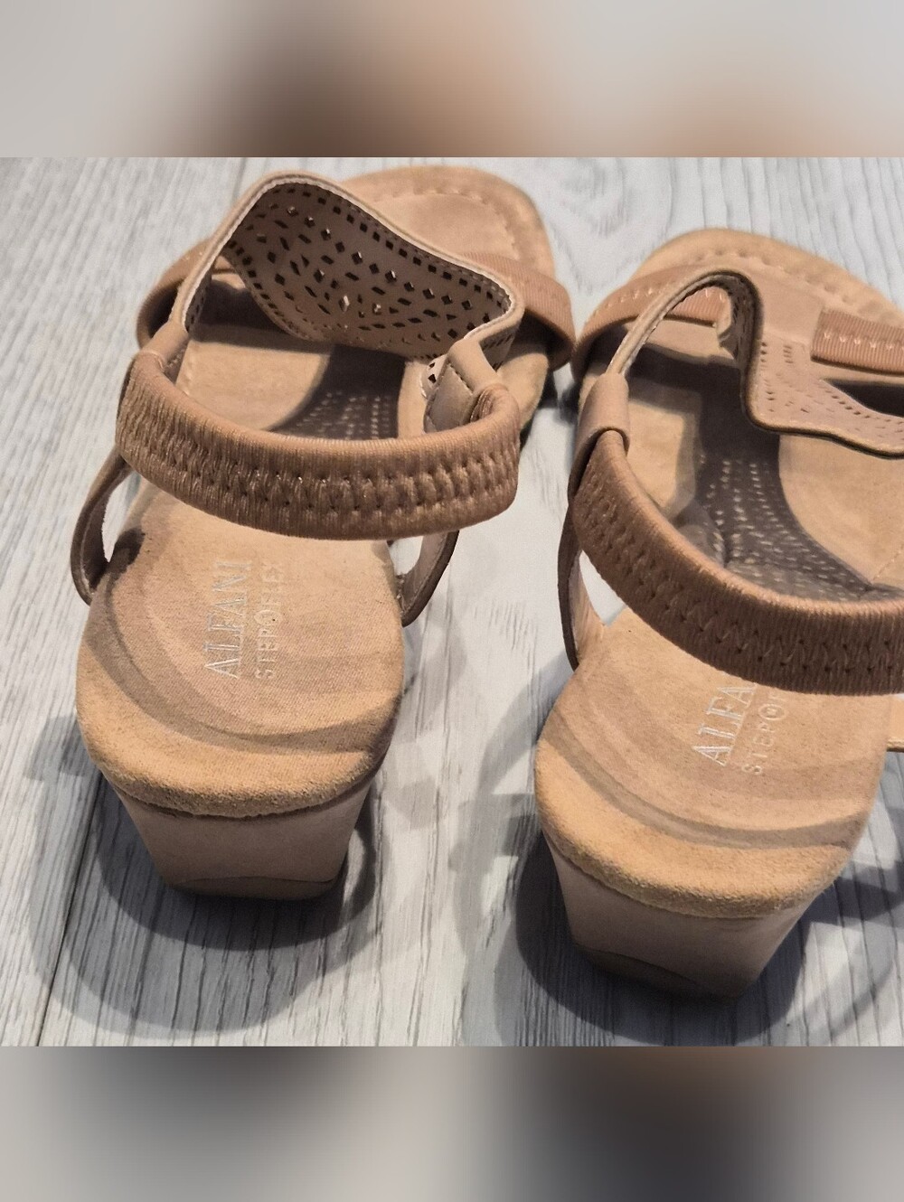 Alfani Tan Perforated T-strap Slingback Sandals - Picture 4 of 4